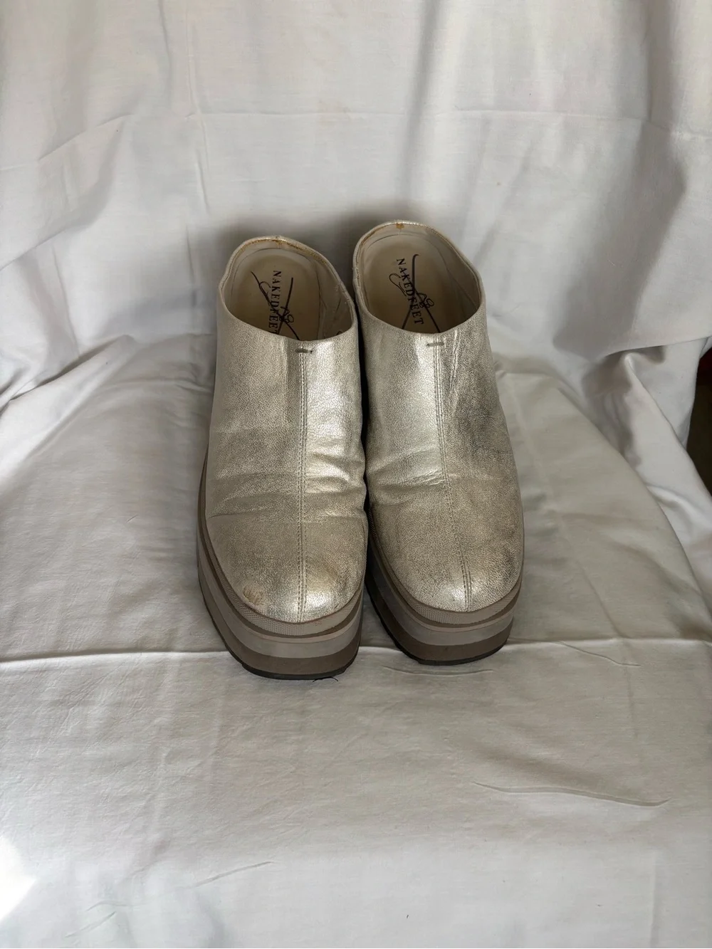 Coach Metallic Silver Platform Clogs